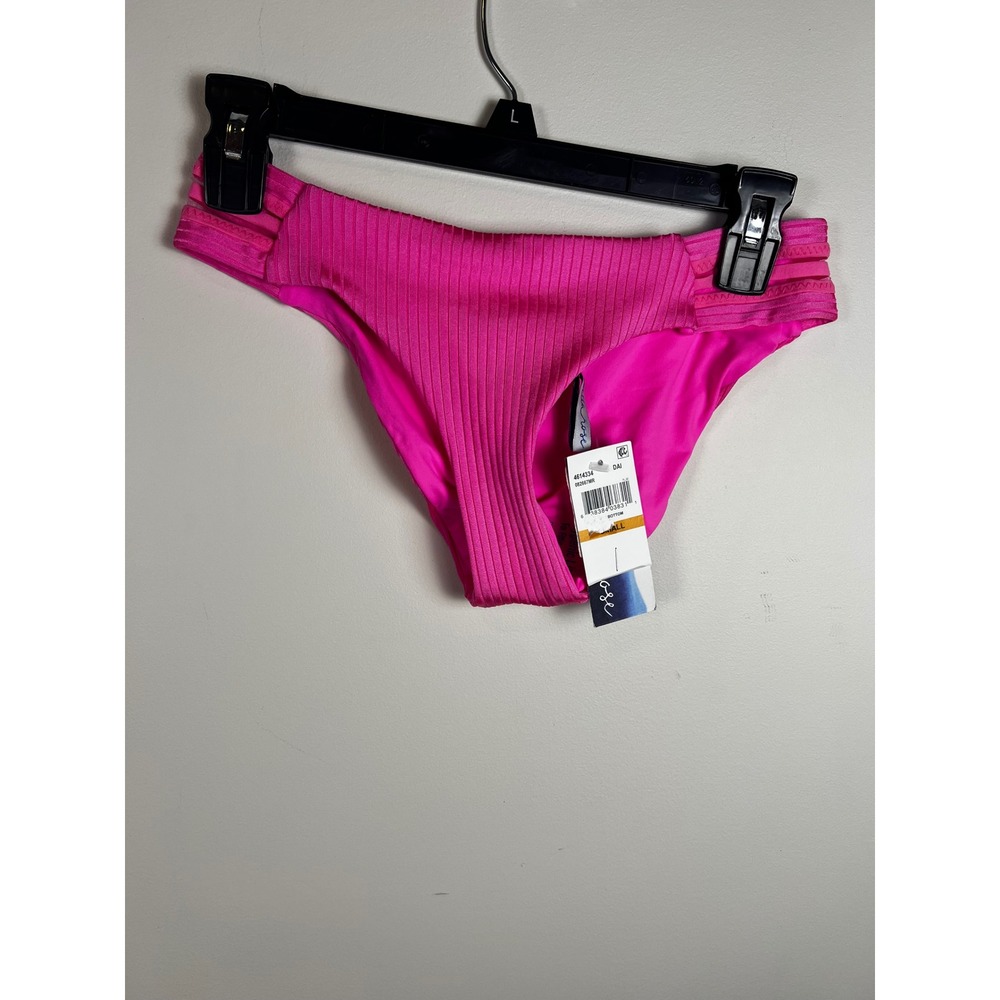Isabella Rose Ribbed Bikini Bottoms Hot Pink Small Swimsuit‎ Beachwear NWT